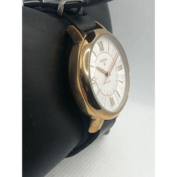 Fossil Q FTW5014 Womens Black Leather Analog White Dial Hybrid Smart WatchHK308 - Picture 3 of 9